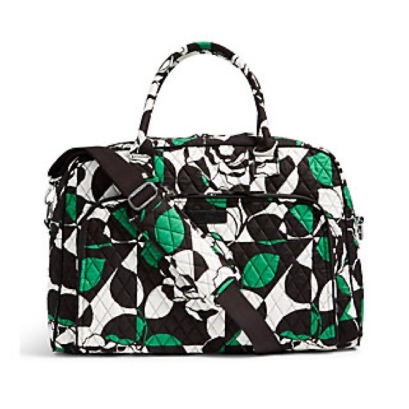 Vera‎ Bradley Imperial Rose black white and green weekender bag - Picture 1 of 10